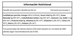 Información Nutricional de Kefir de Manzana verde con cúrcuma